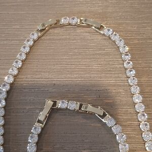 Gold-Tone Cubic Zirconia Tennis Necklace and Bracelet Set